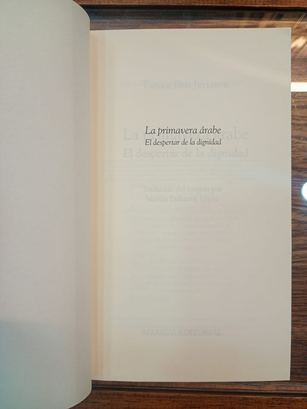 La primavera árabe. Tahar Ben Jelloun