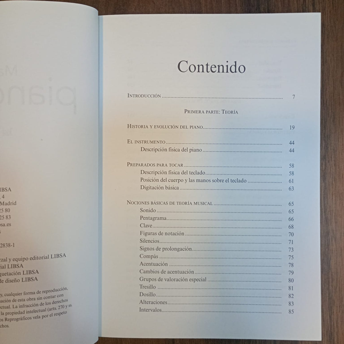 Manual de piano y teclado