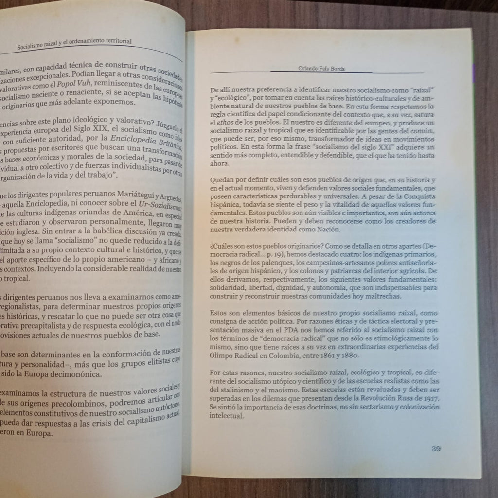 Socialismo raizal y el ordenamiento territorial