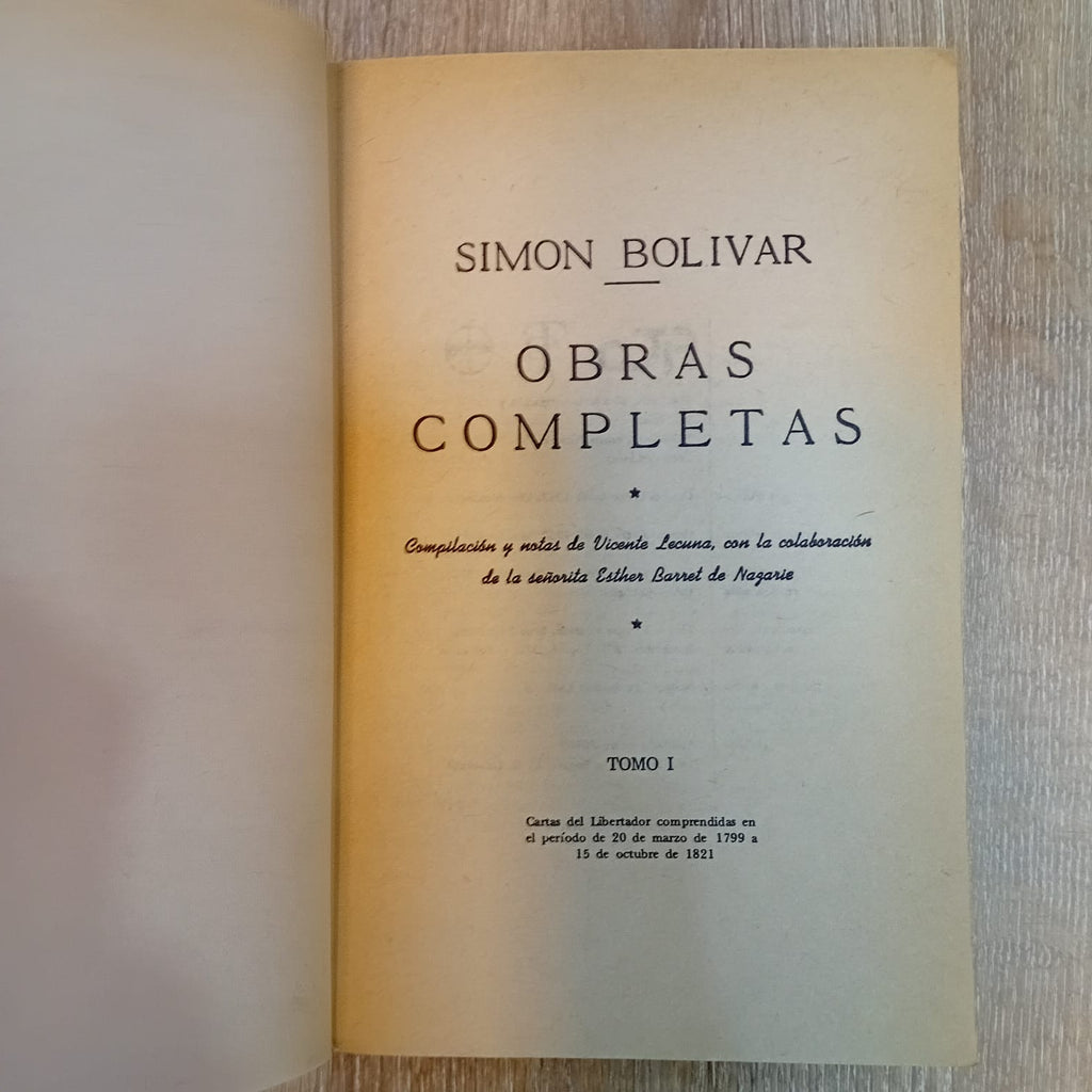 Obras completas — Simón Bolívar (5 tomos)